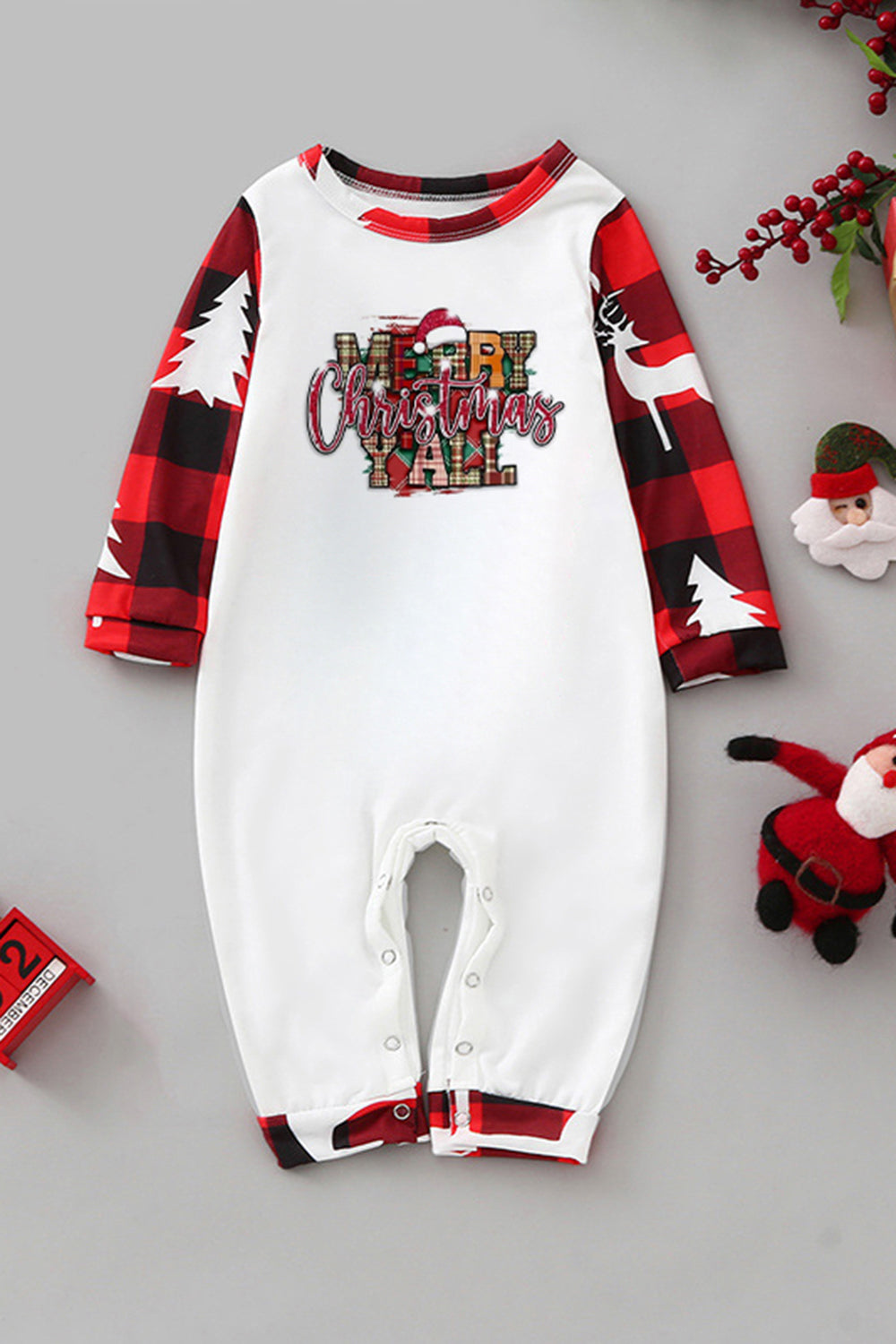 MERRY CHRISTMAS Y'ALL Graphic Jumpsuit for infant to toddler sleepwear